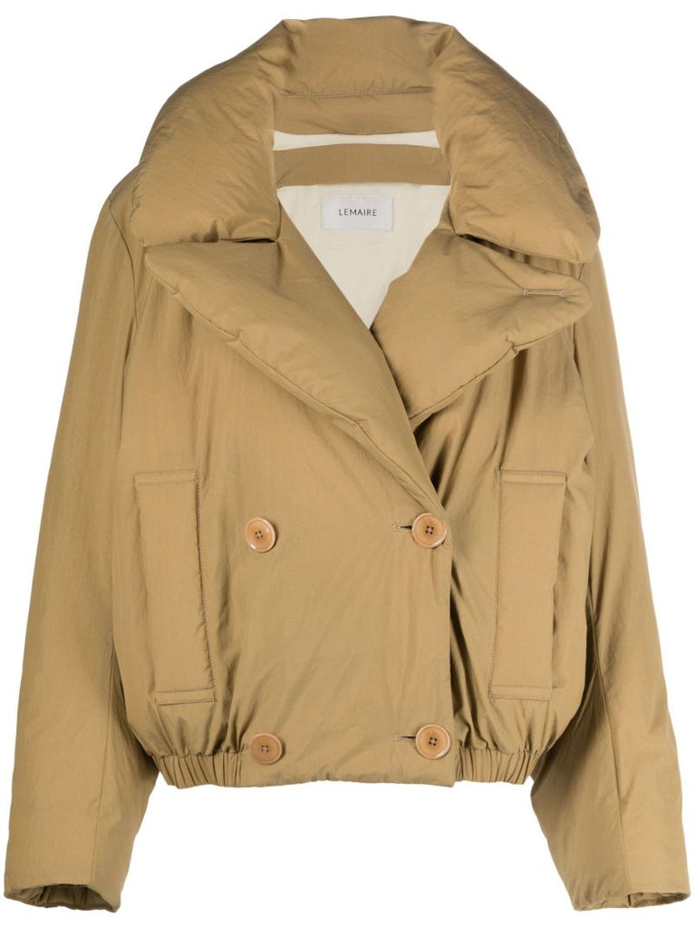 Khaki Oversized Lapel Padded Jacket