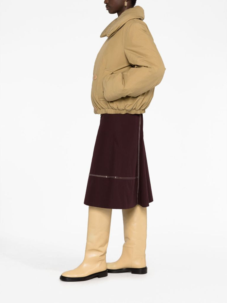 Khaki Oversized Lapel Padded Jacket