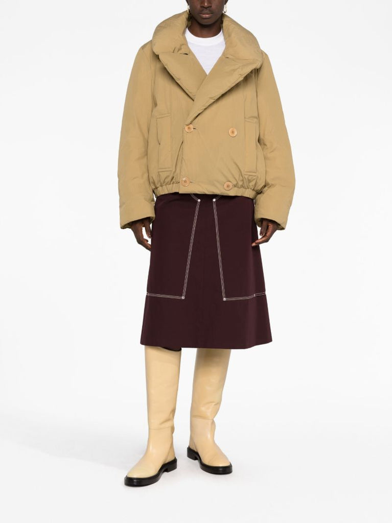 Khaki Oversized Lapel Padded Jacket