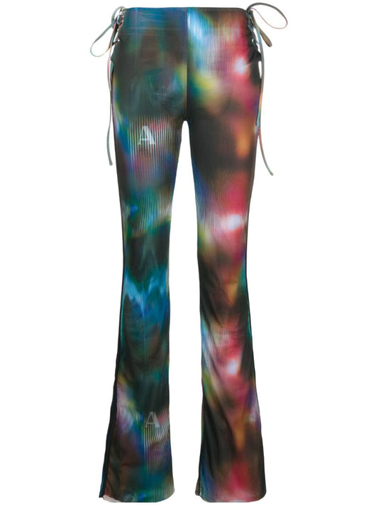 Blue Interlude Mesh Flared Trousers