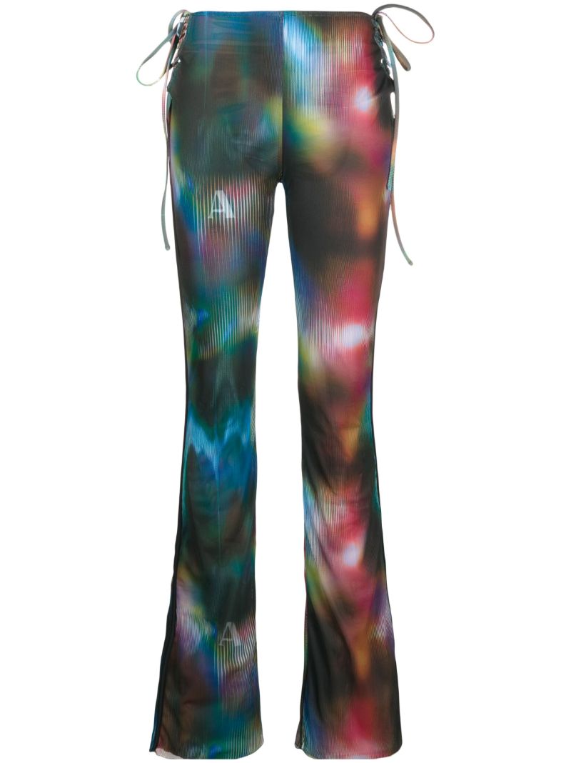 Blue Interlude Mesh Flared Trousers