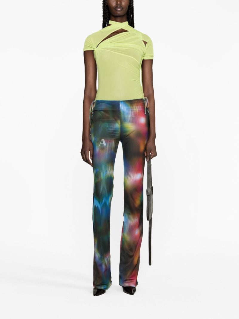 Blue Interlude Mesh Flared Trousers