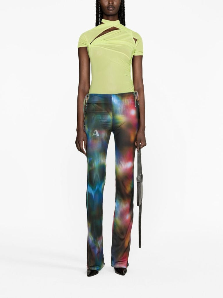 Blue Interlude Mesh Flared Trousers