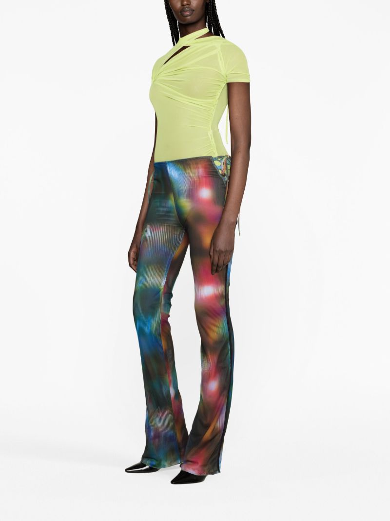 Blue Interlude Mesh Flared Trousers