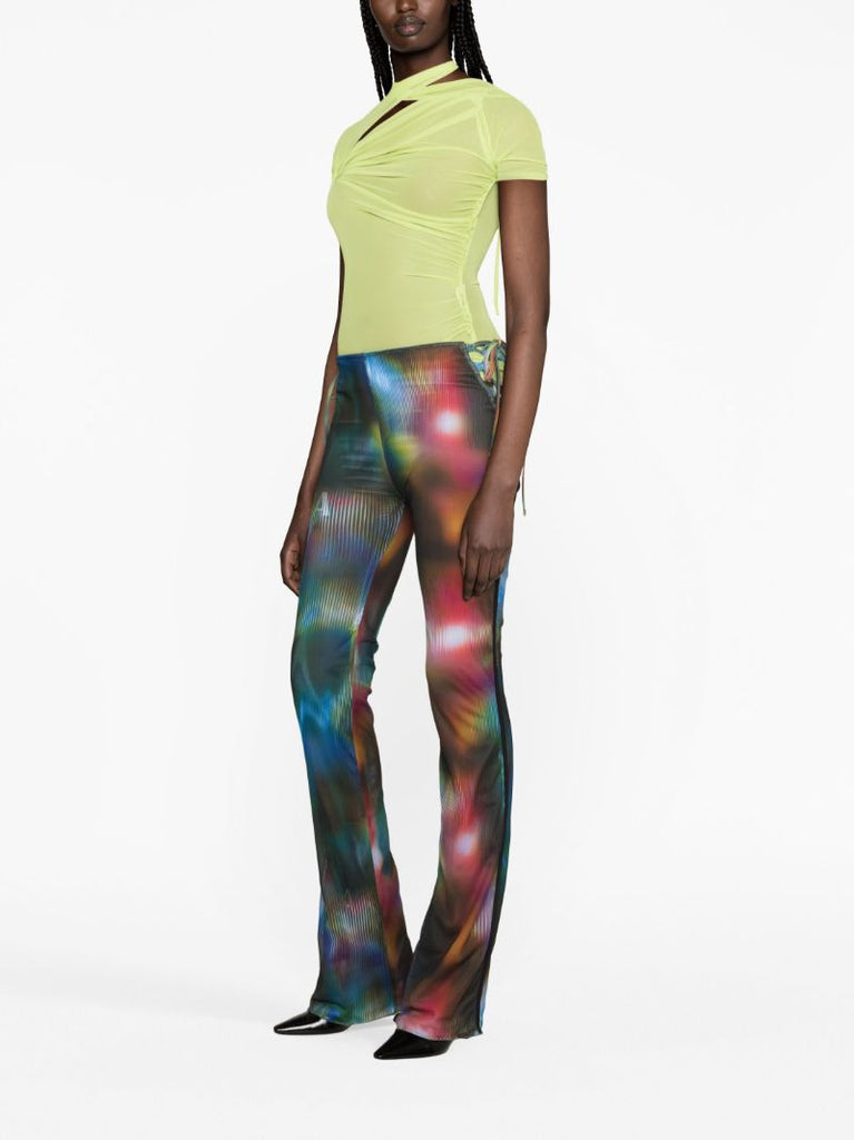 Blue Interlude Mesh Flared Trousers