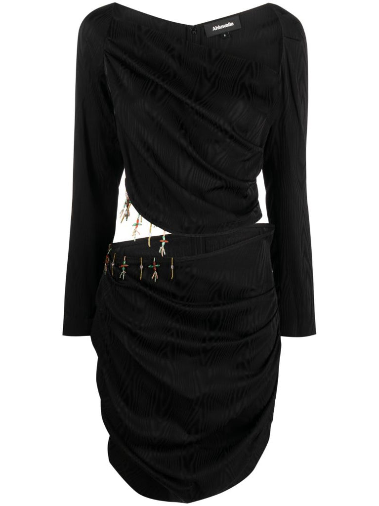 Black Femi Draped Mini Dress