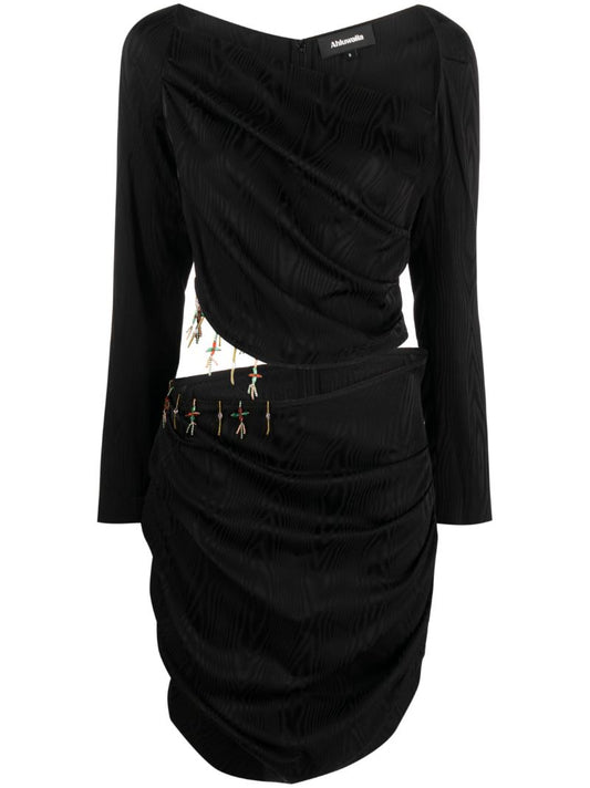 Black Femi Draped Mini Dress