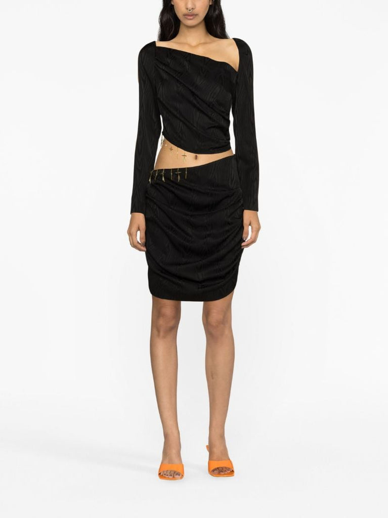 Black Femi Draped Mini Dress