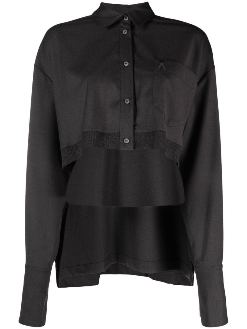 Grey High-low Ribbed-edge Shirt