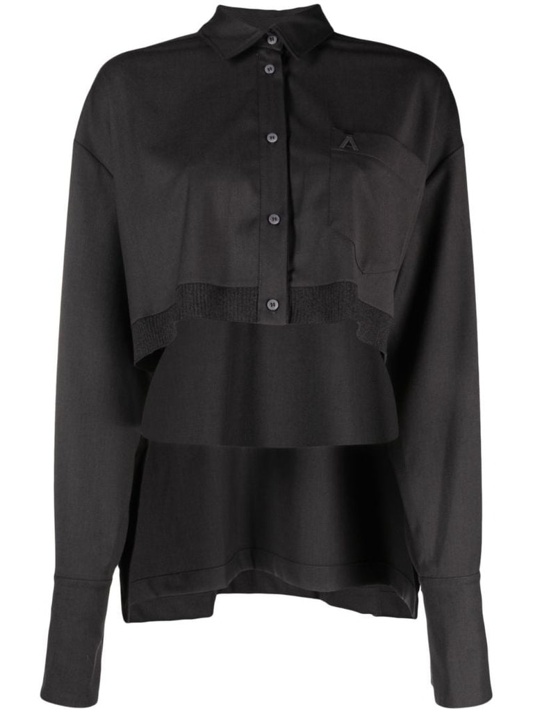 Grey High-low Ribbed-edge Shirt