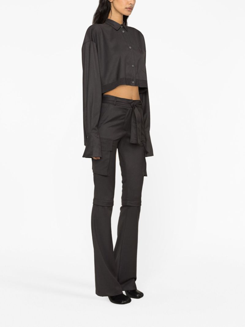 Grey High-low Ribbed-edge Shirt