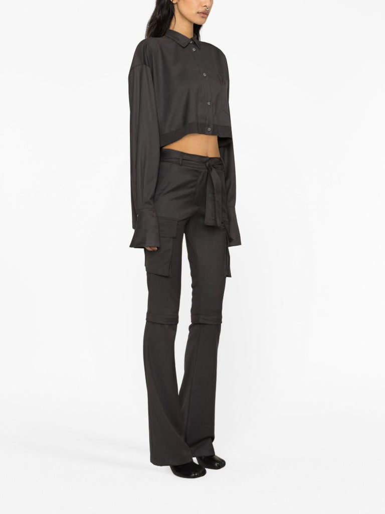 Grey High-low Ribbed-edge Shirt