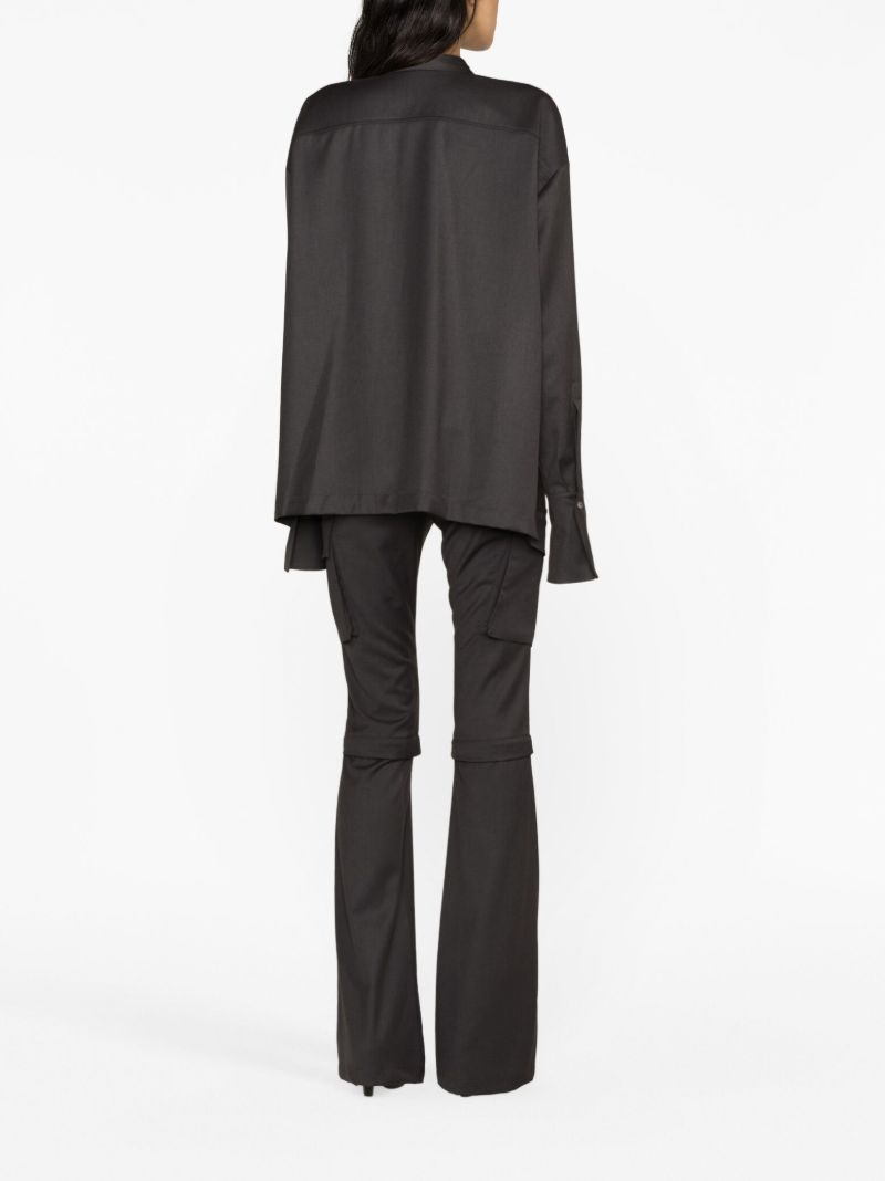 Grey High-low Ribbed-edge Shirt