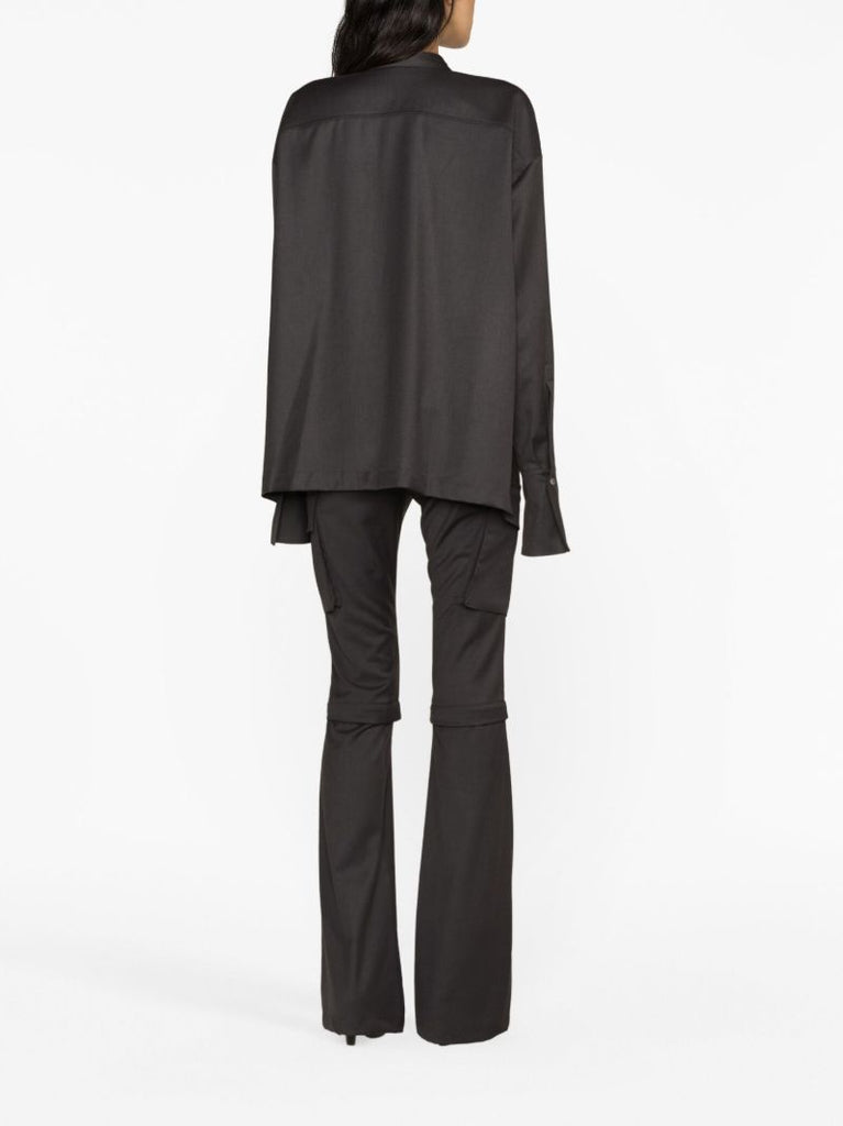 Grey High-low Ribbed-edge Shirt