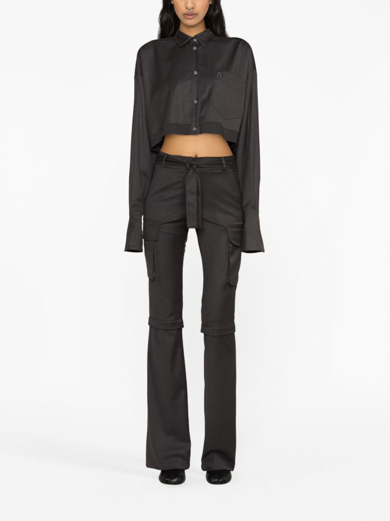 Grey High-low Ribbed-edge Shirt