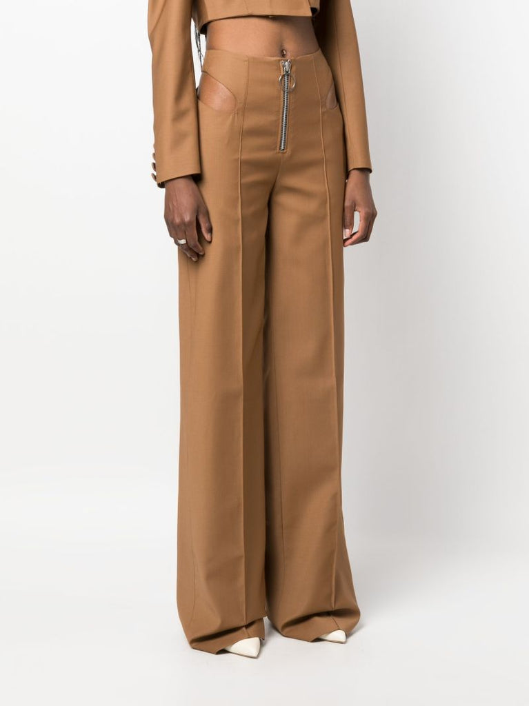 Brown Wool Wide-leg Trousers