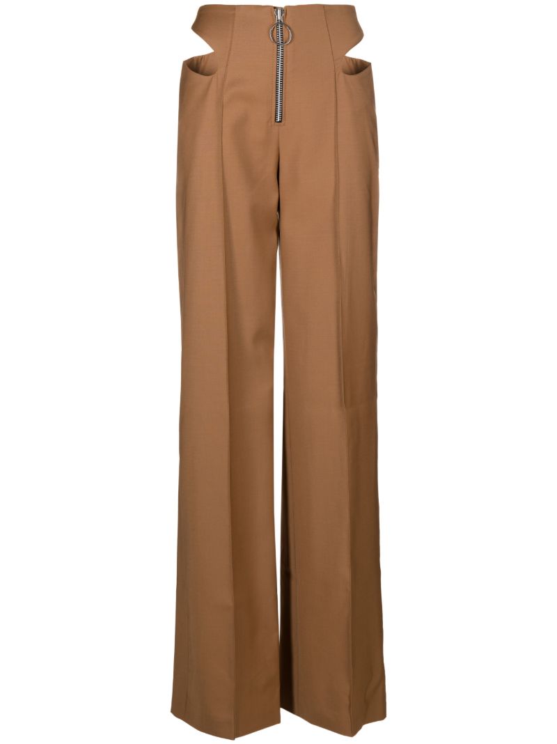 Brown Wool Wide-leg Trousers