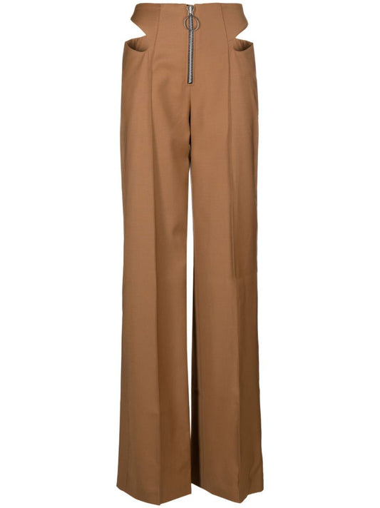 Brown Wool Wide-leg Trousers