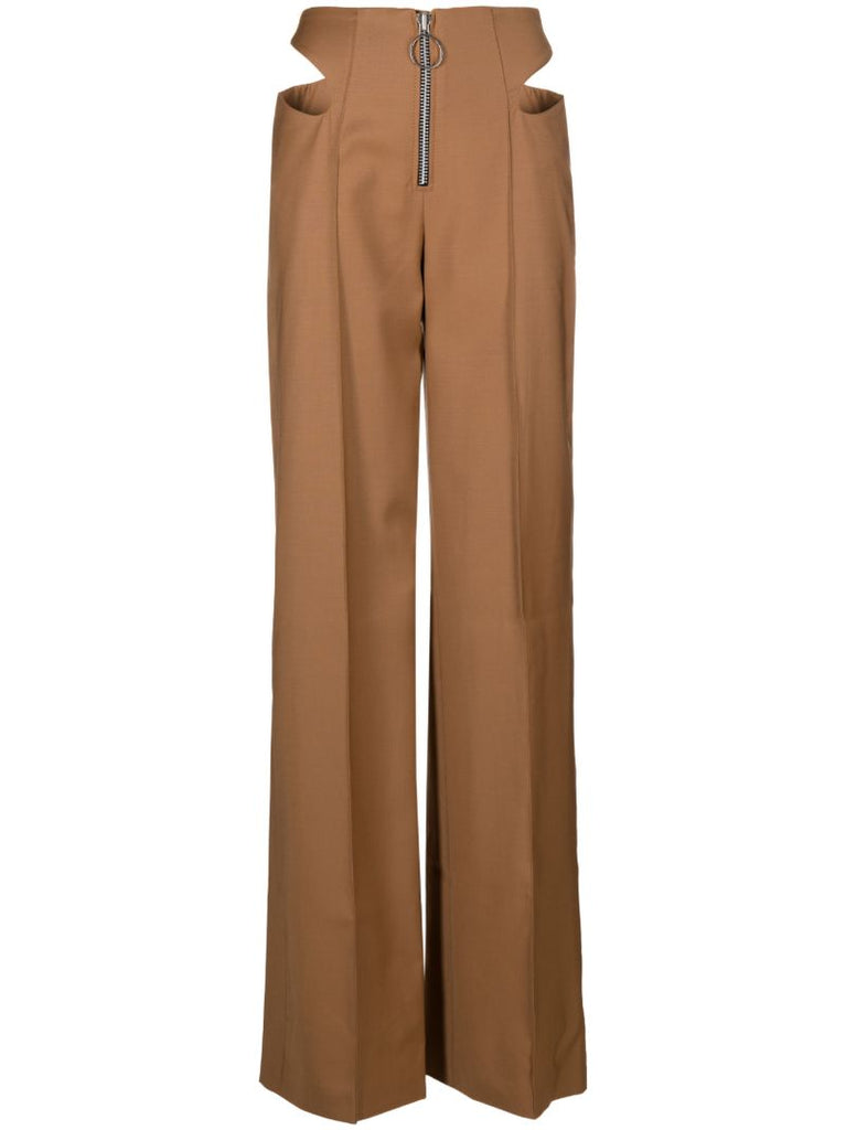 Brown Wool Wide-leg Trousers