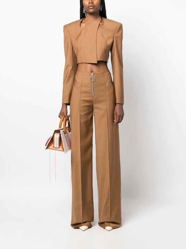 Brown Wool Wide-leg Trousers