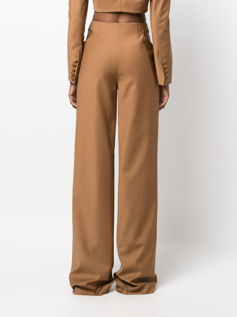 Brown Wool Wide-leg Trousers