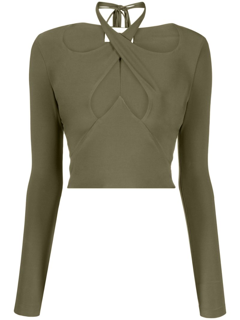 Khaki Halterneck Crop Top