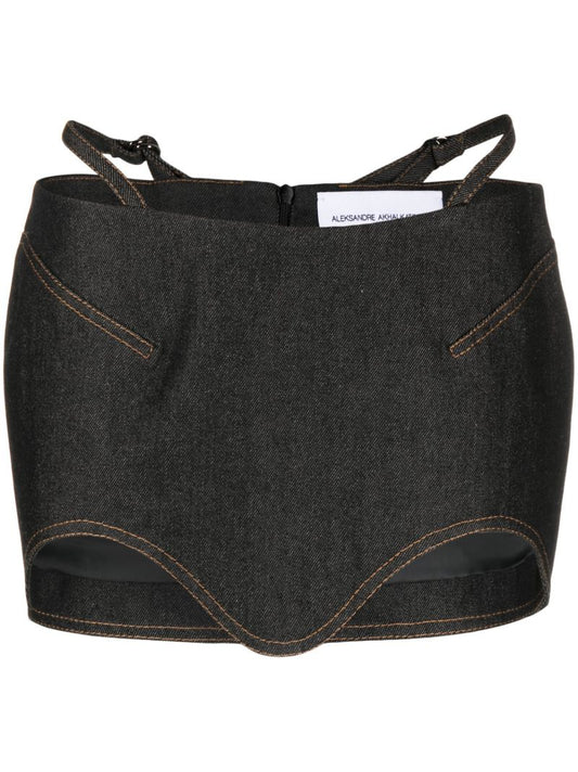 Grey Denim Mini Skirt