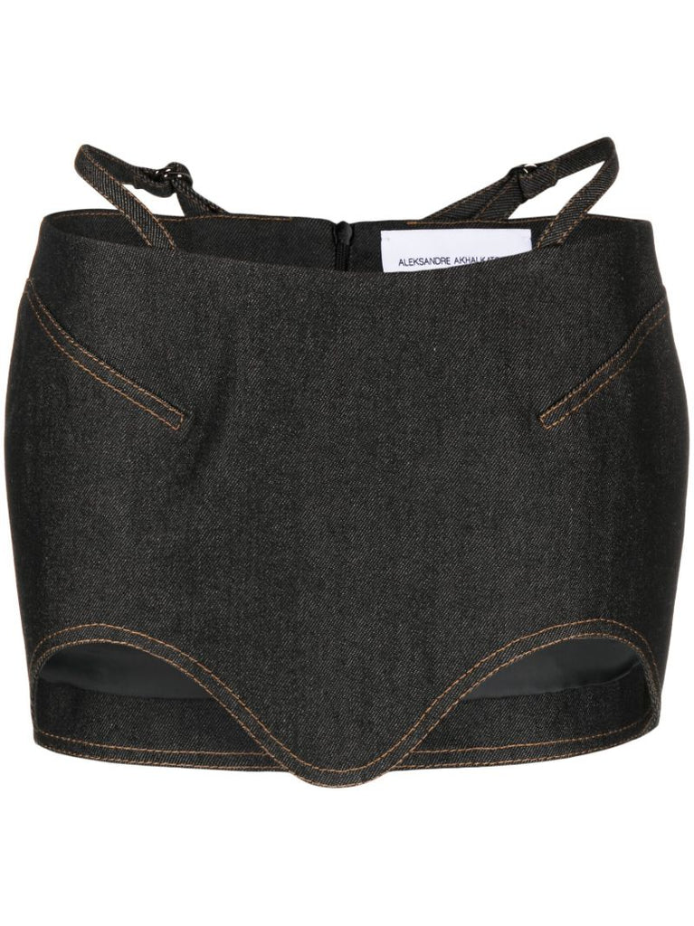 Grey Denim Mini Skirt