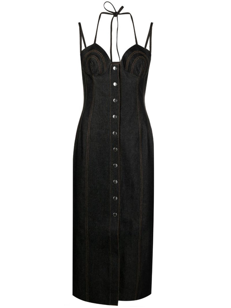 Grey Denim Midi Dress