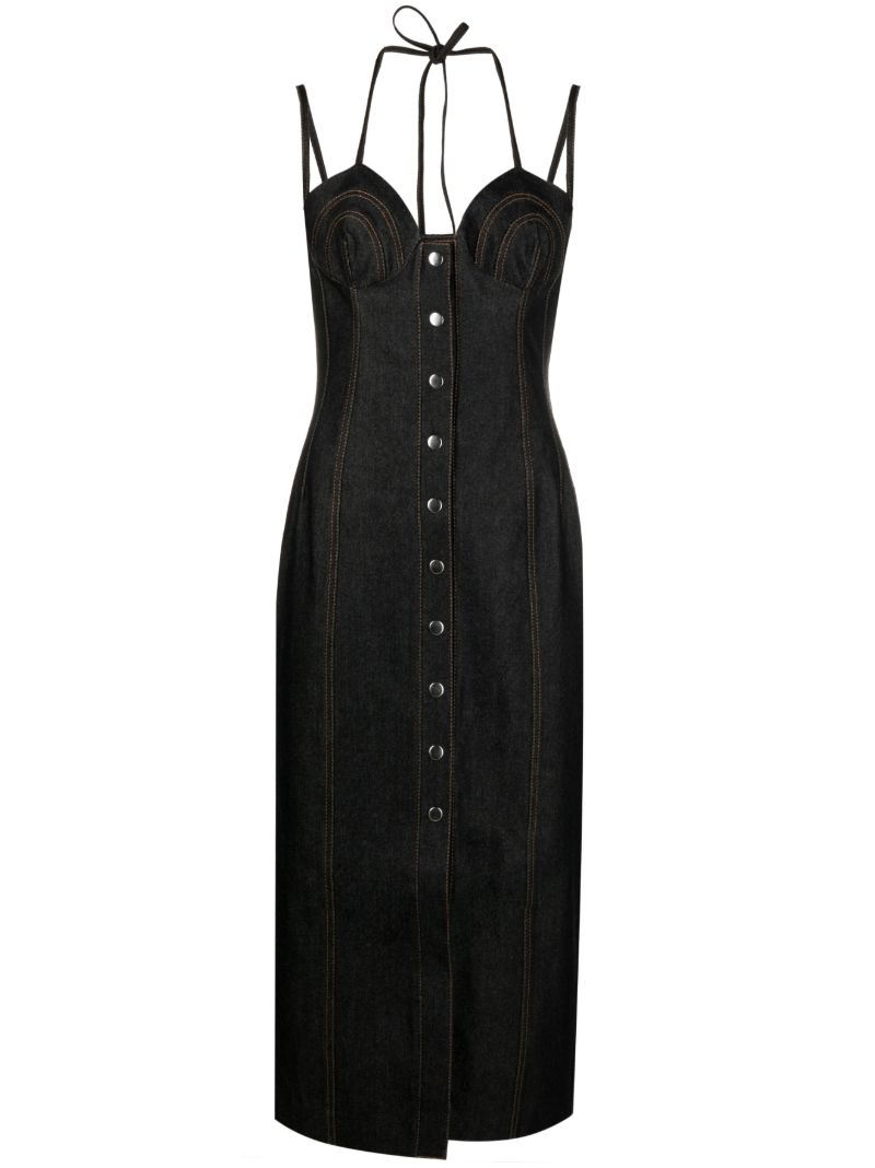 Grey Denim Midi Dress