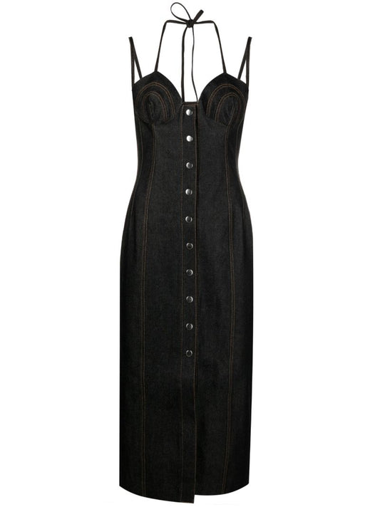 Grey Denim Midi Dress
