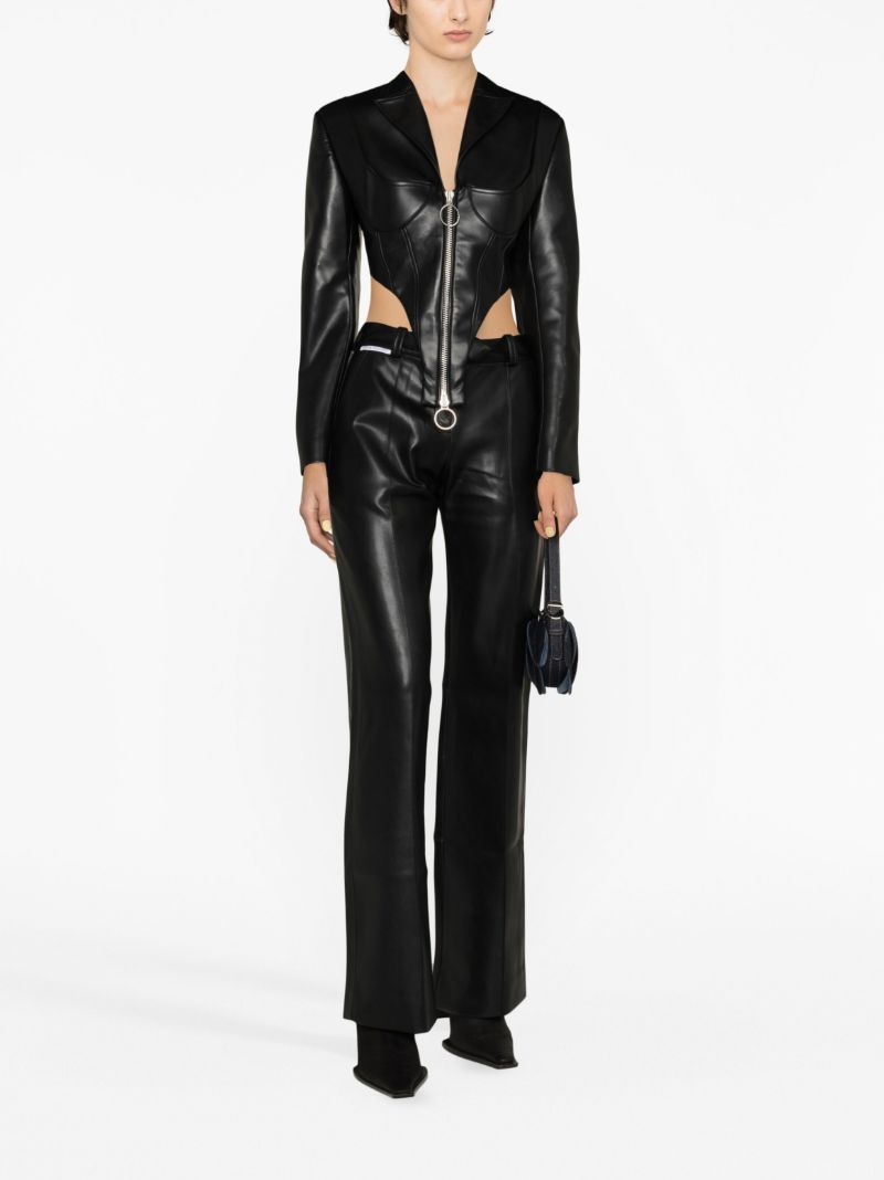 Black Faux-leather Cropped Jacket