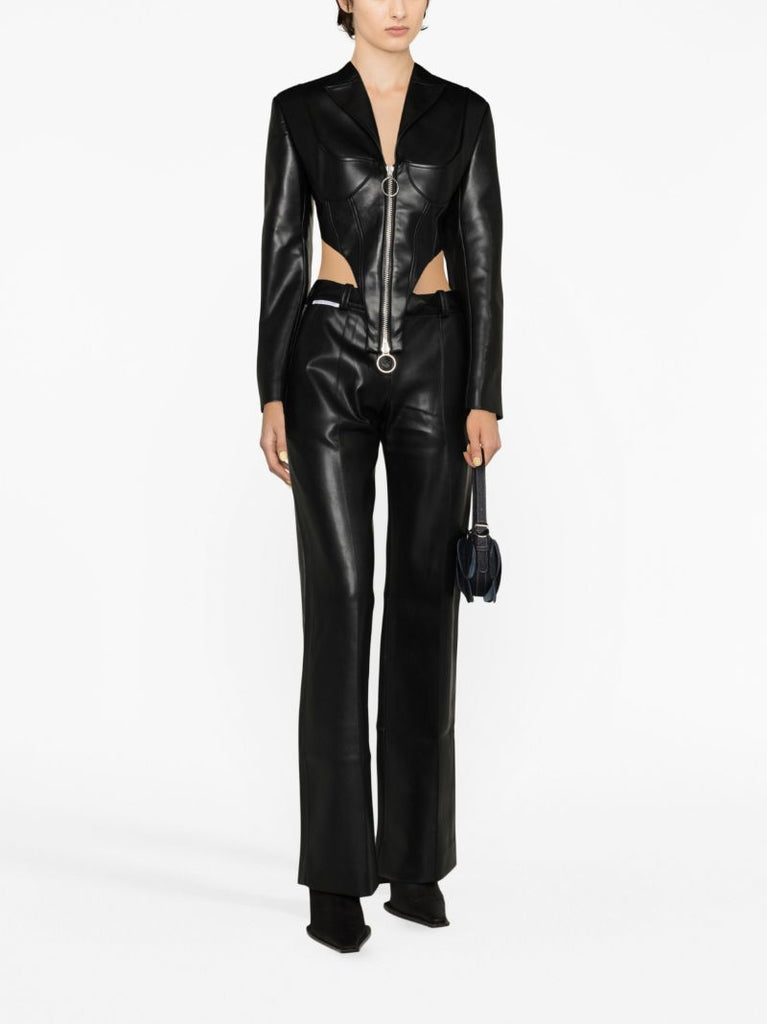 Black Faux-leather Cropped Jacket