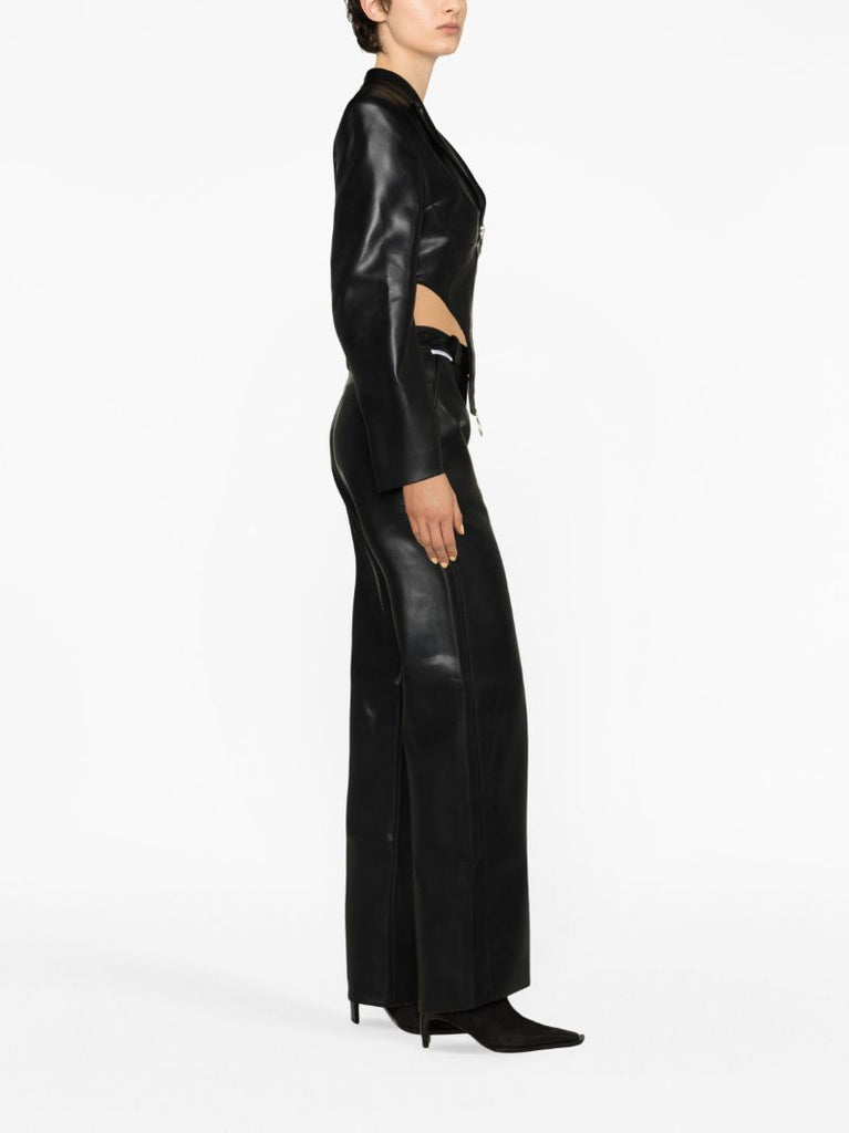 Black Faux-leather Cropped Jacket