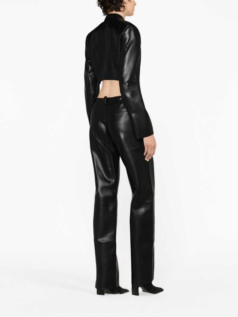 Black Faux-leather Cropped Jacket