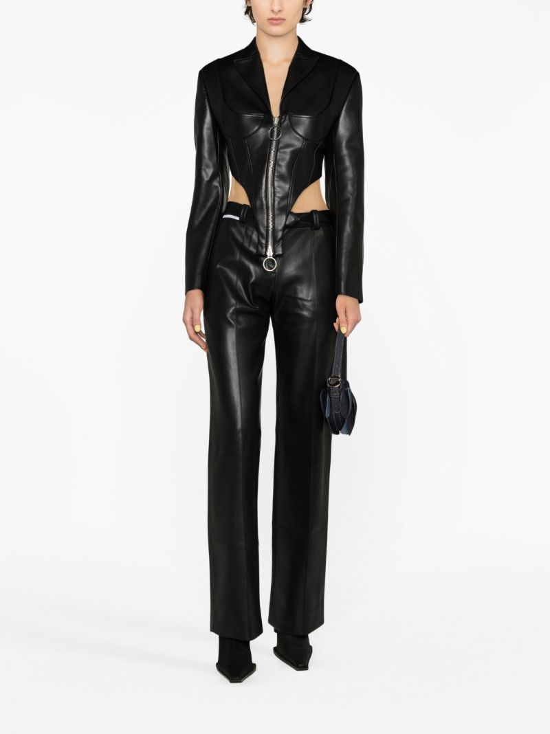 Black Faux-leather Straight-leg Trousers