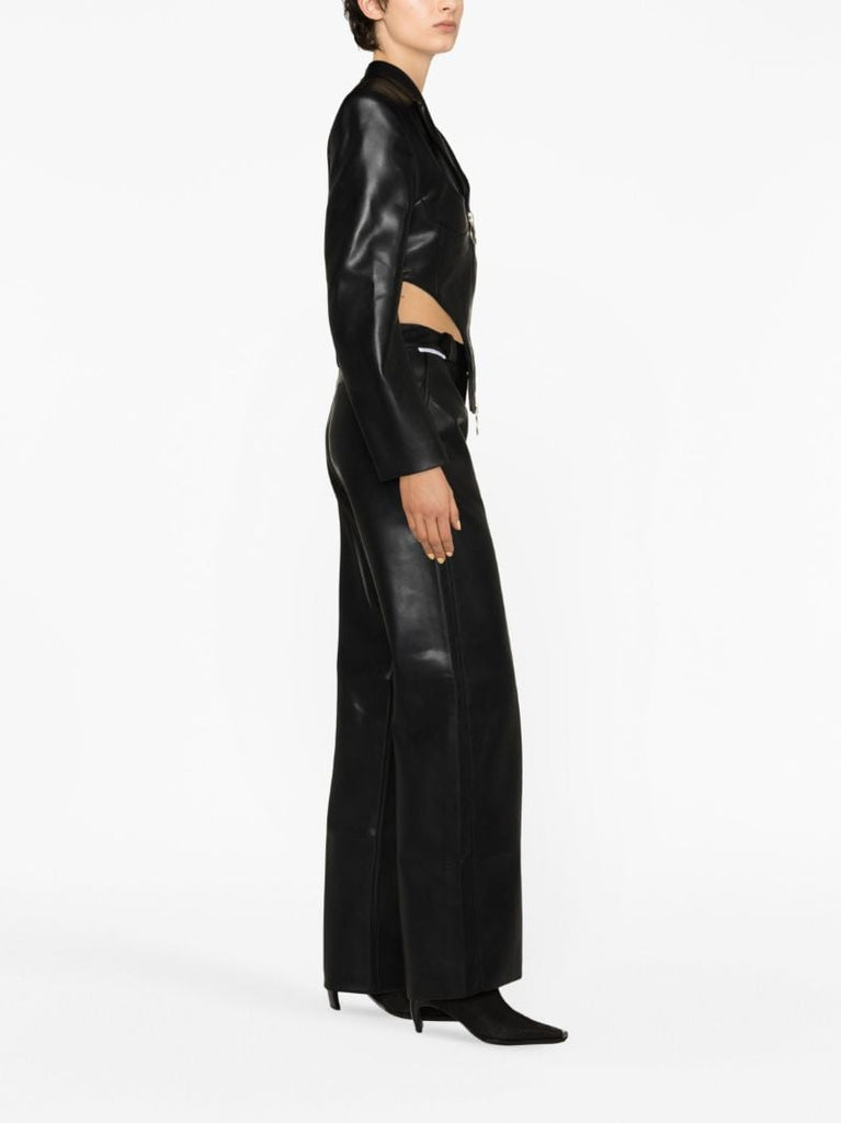 Black Faux-leather Straight-leg Trousers