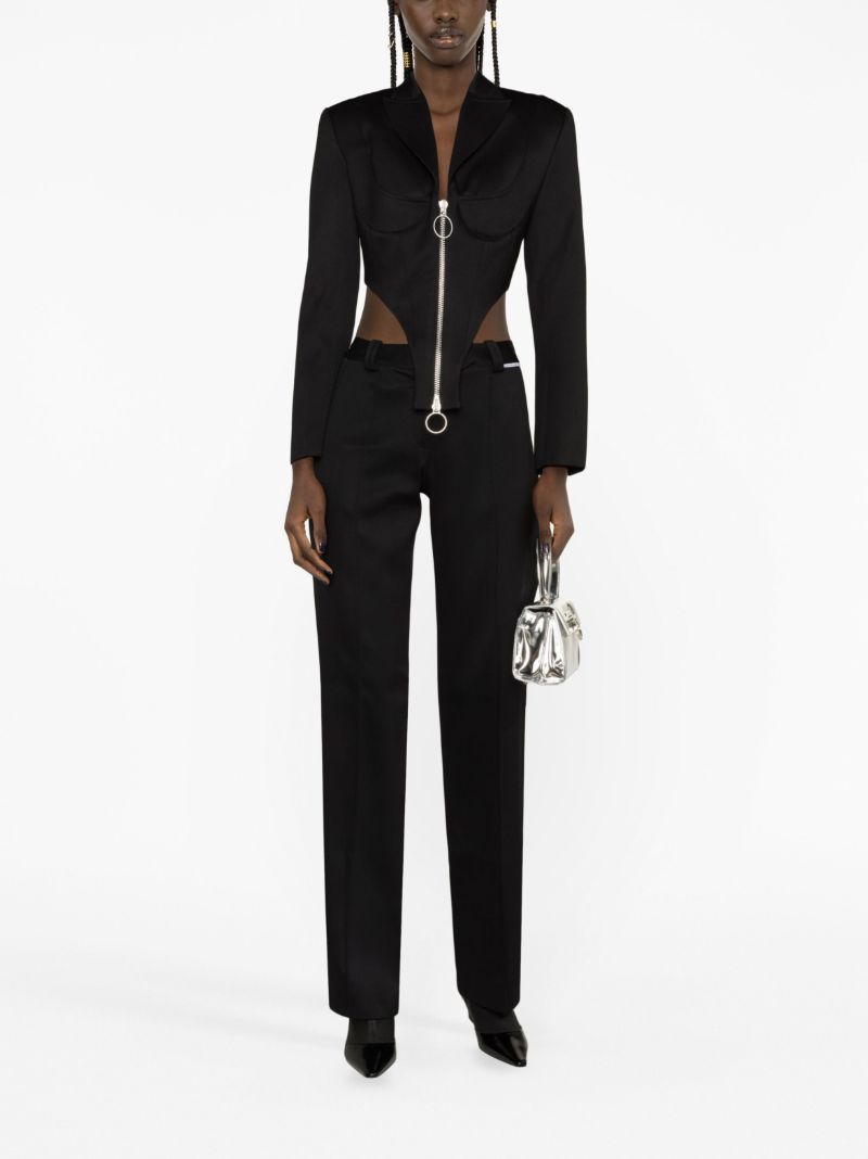 Black Straight-leg Wool Trousers