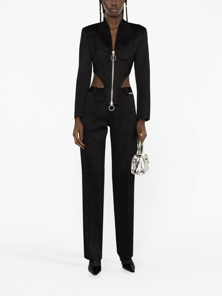 Black Straight-leg Wool Trousers