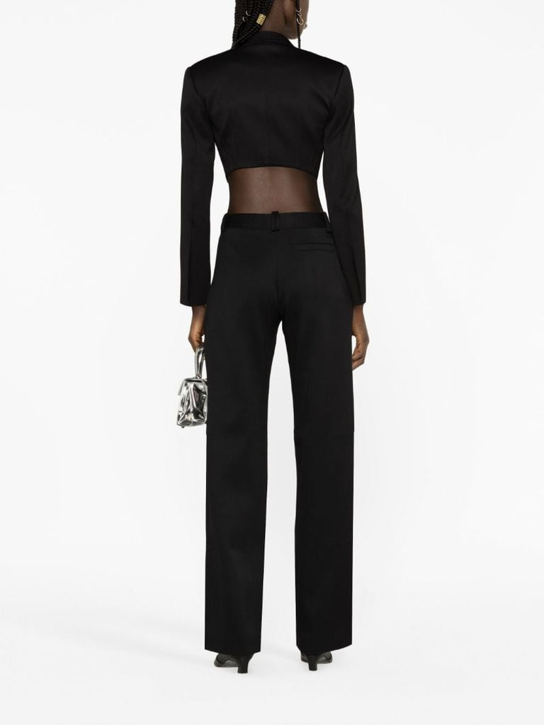 Black Straight-leg Wool Trousers