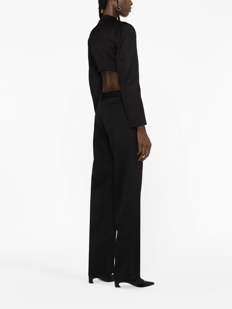 Black Straight-leg Wool Trousers