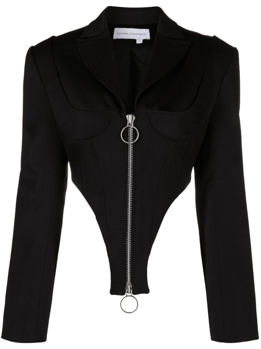 Black Cropped Wool Blazer