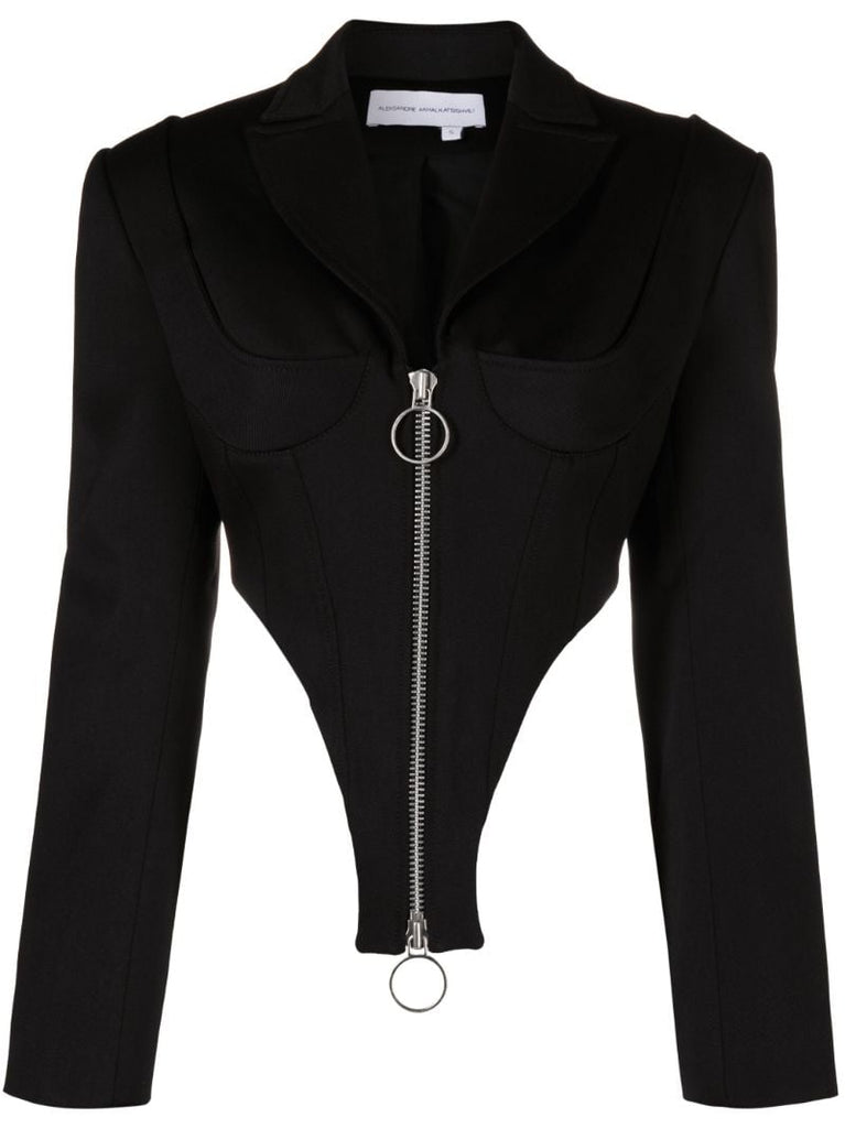 Black Cropped Wool Blazer