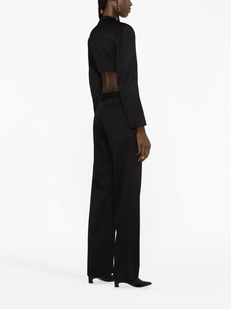 Black Cropped Wool Blazer