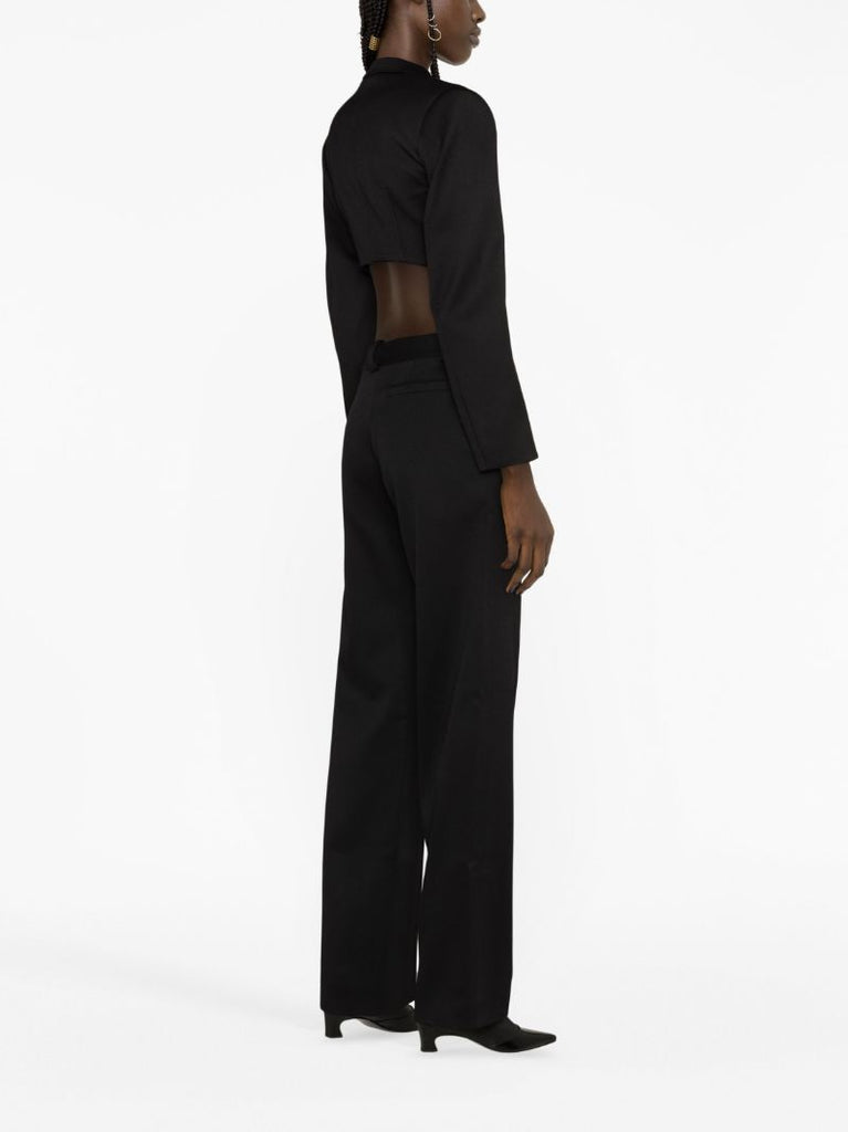 Black Cropped Wool Blazer