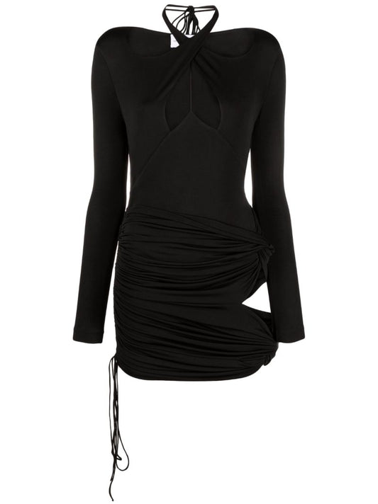 Black Ruched Mini Dress