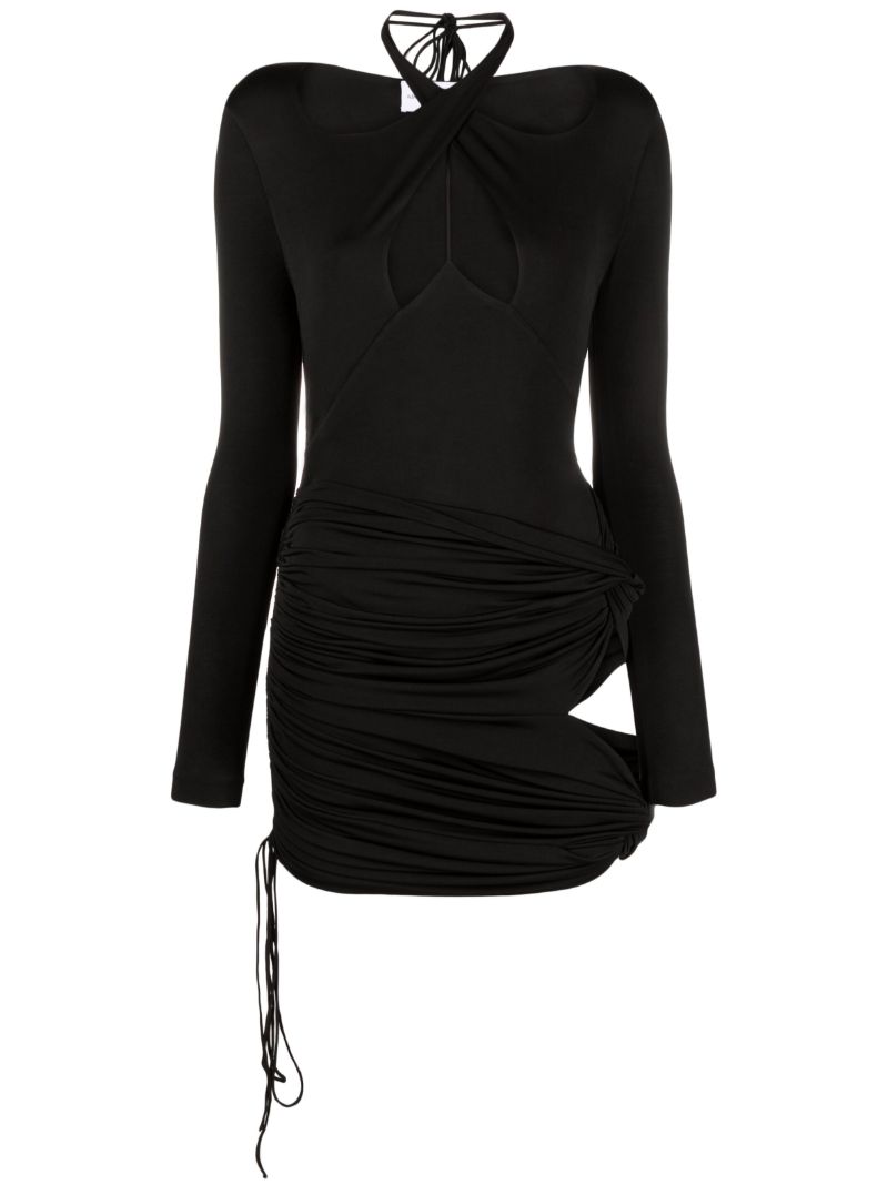 Black Ruched Mini Dress