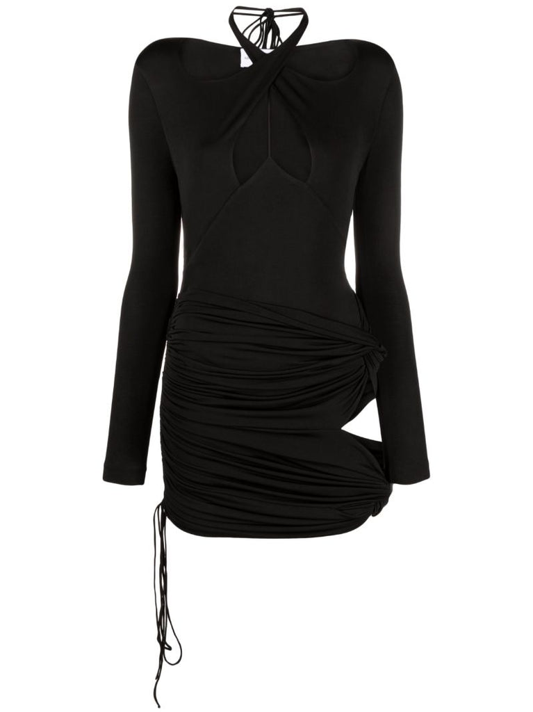 Black Ruched Mini Dress