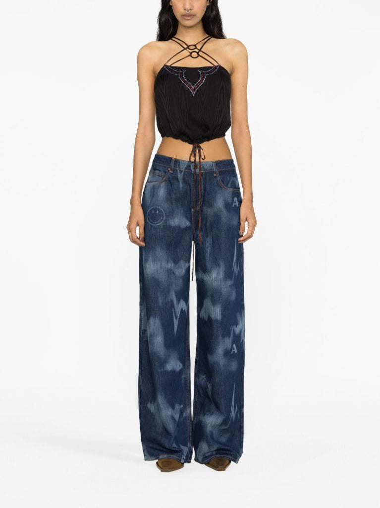 Black Clover Crystal-embellished Top