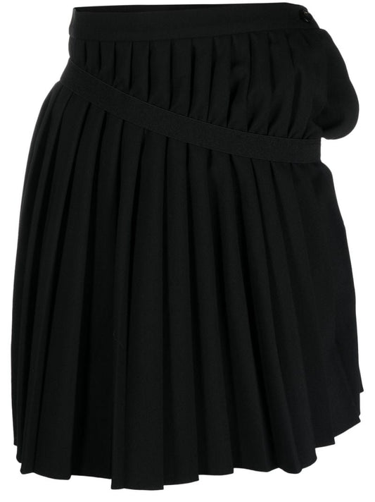Black Pleated Short Skirt